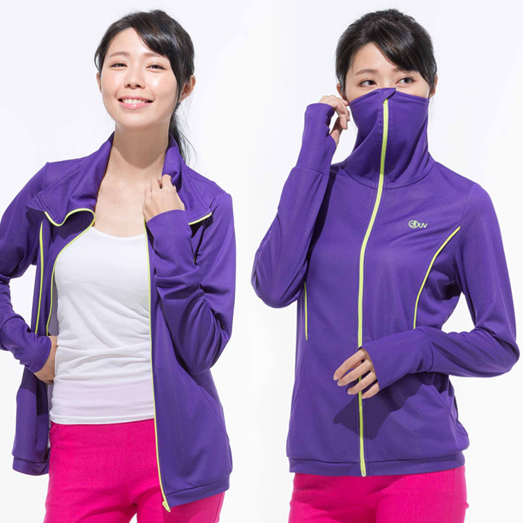抗UV 3198專利變形防曬外套★領子變口罩-紫色