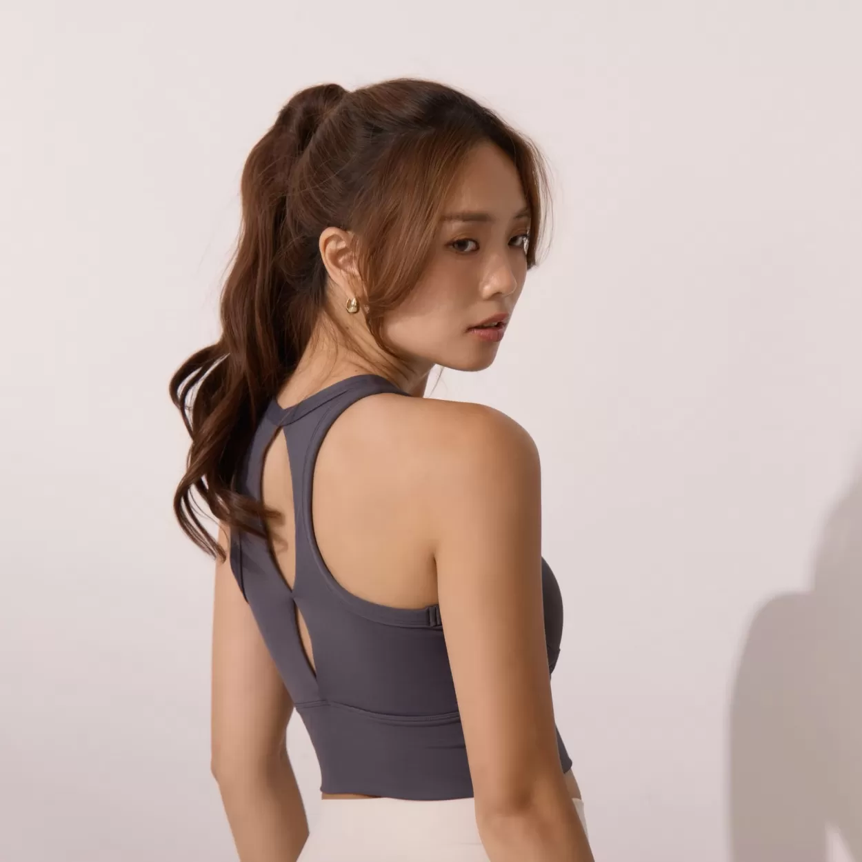 moïd 削肩水滴運動內衣 - 鐵灰