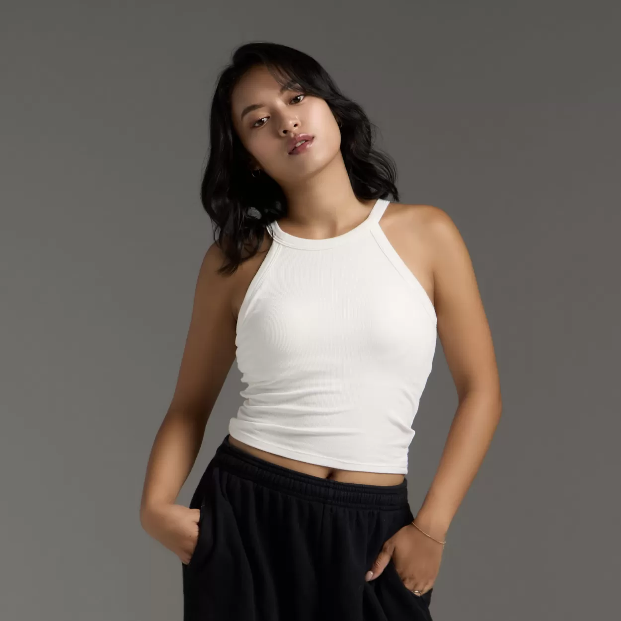 moïd 時髦繞脖一體杯激瘦背心Bratop - 白