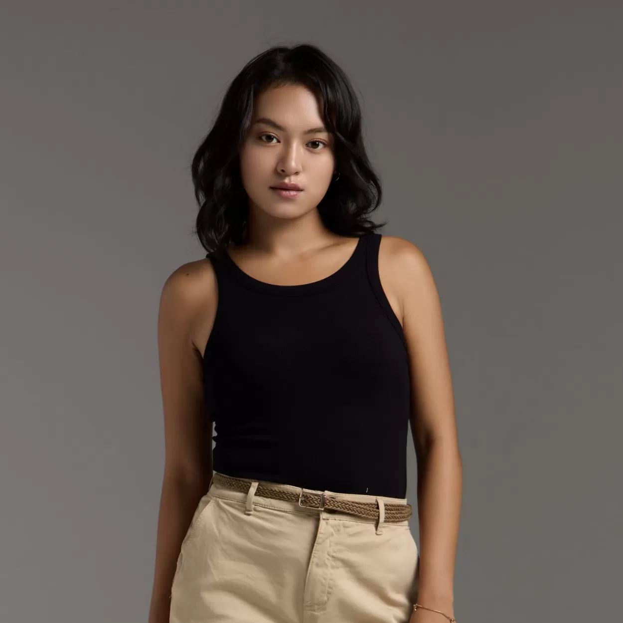 新美型一體杯修身長背心Bratop - 黑 Black