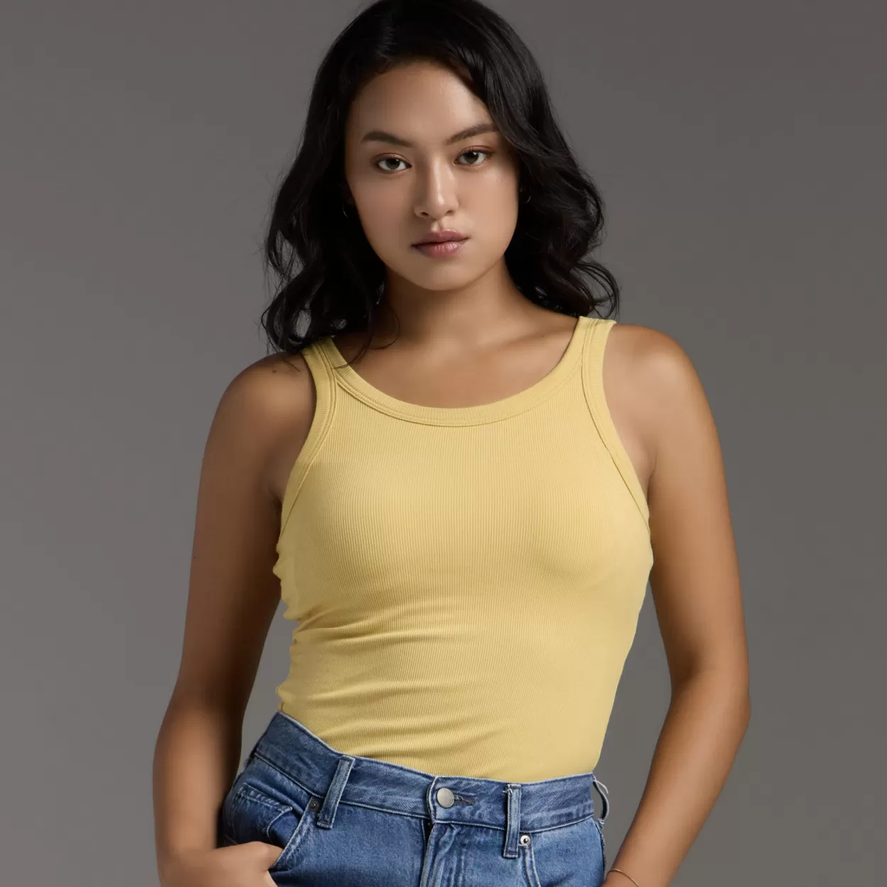 新美型一體杯修身長背心Bratop - 黃色 Yellow