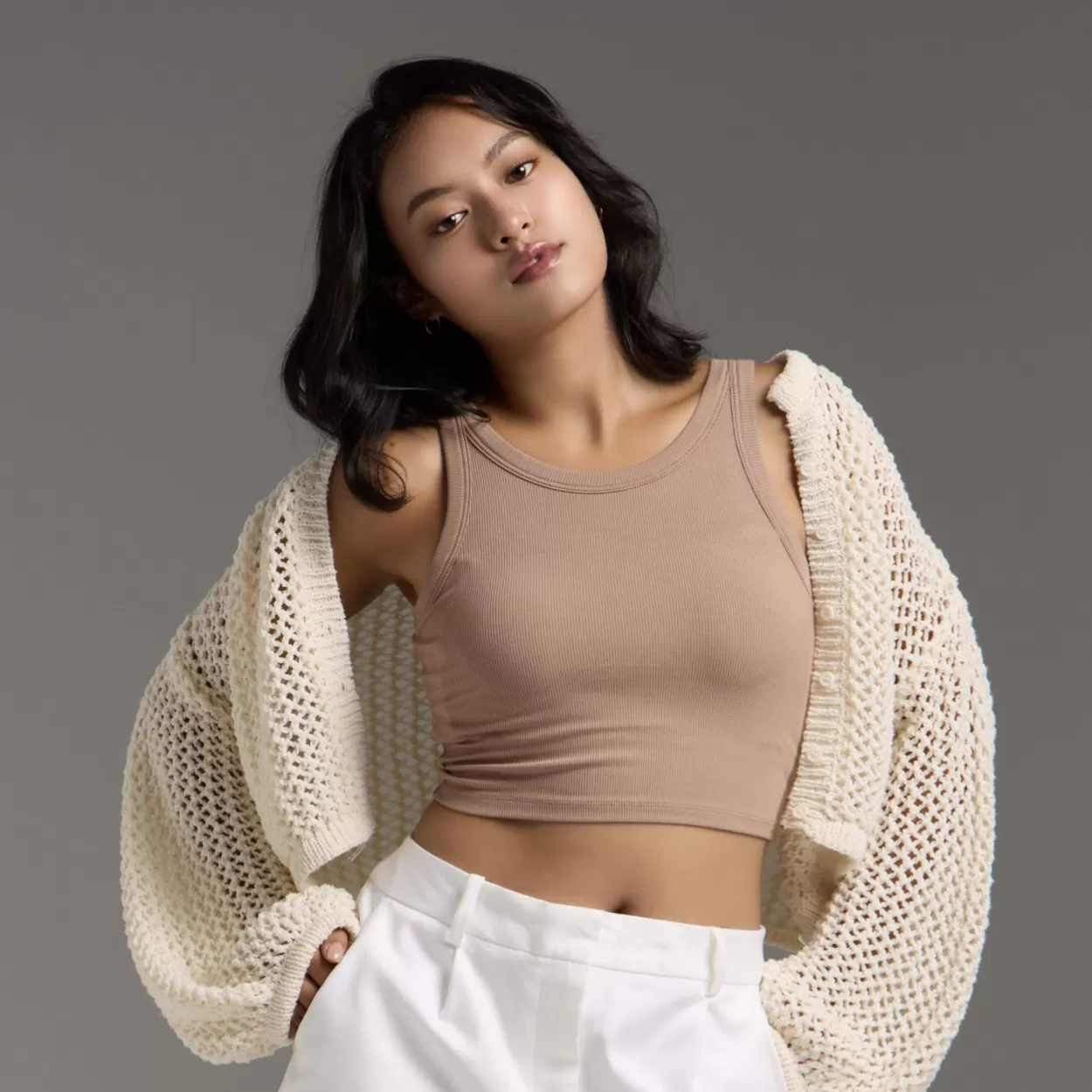 moïd 美型包覆一體杯修身時尚背心Bratop - 摩卡棕