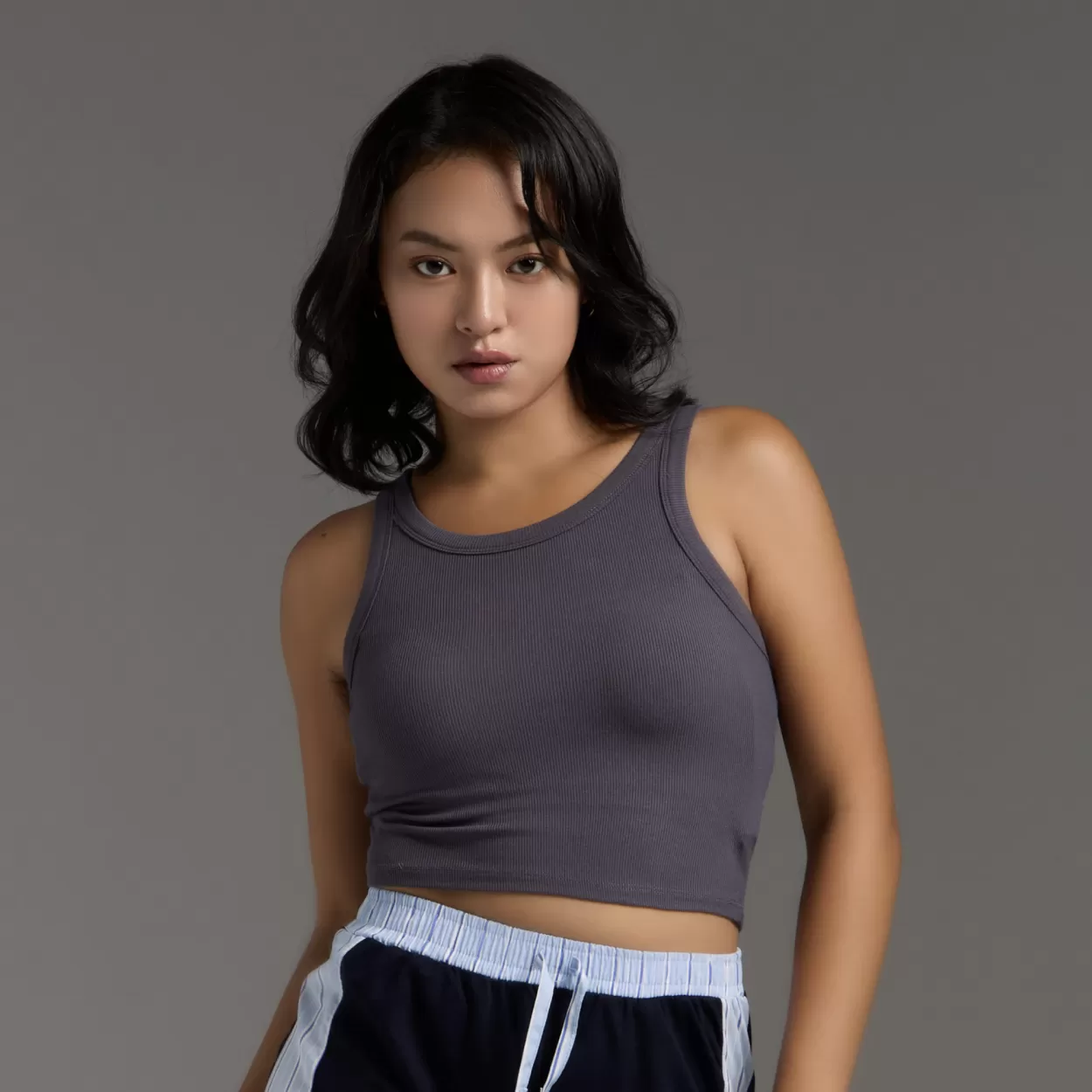 moïd 美型包覆一體杯修身時尚背心Bratop - 灰色 gary