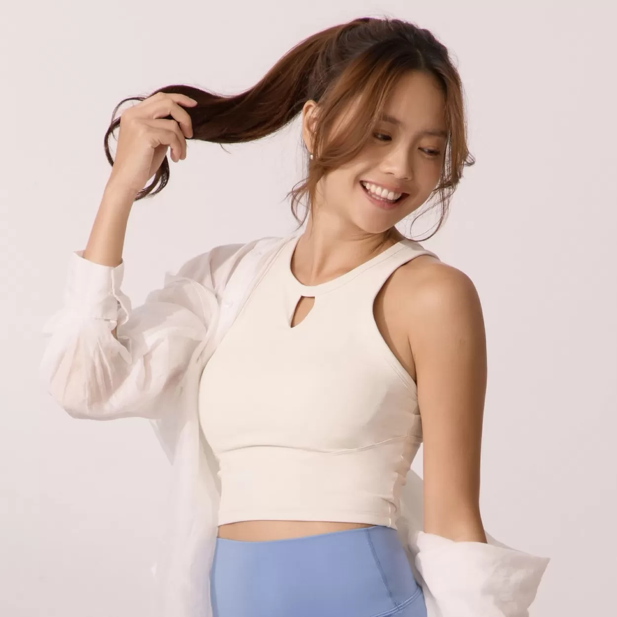 moïd 簡約簍空運動內衣 - 奶油白