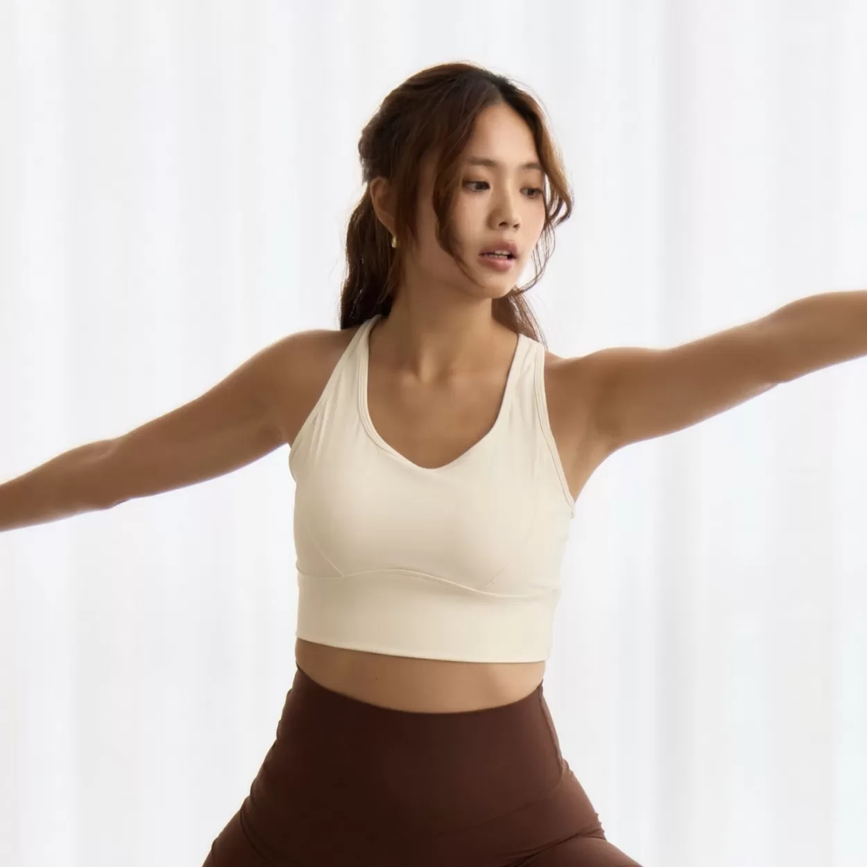 moïd 透氣拼紗運動內衣 - 奶油白