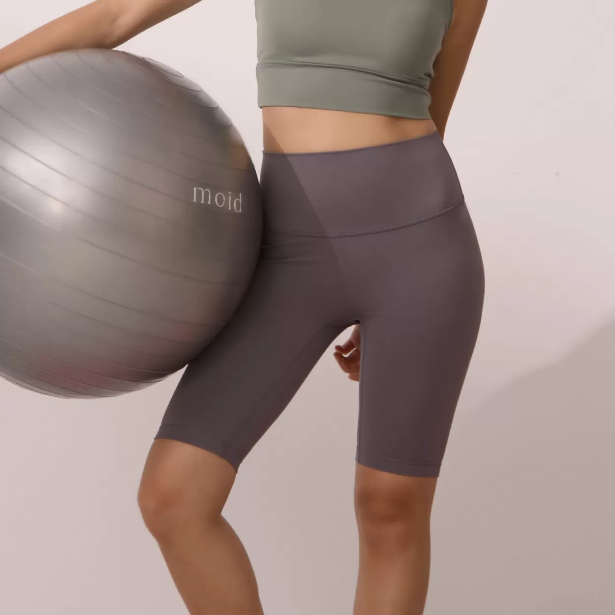 moïd 瑜伽樂So褲-高腰五分褲 - 灰紫 Gary Purple