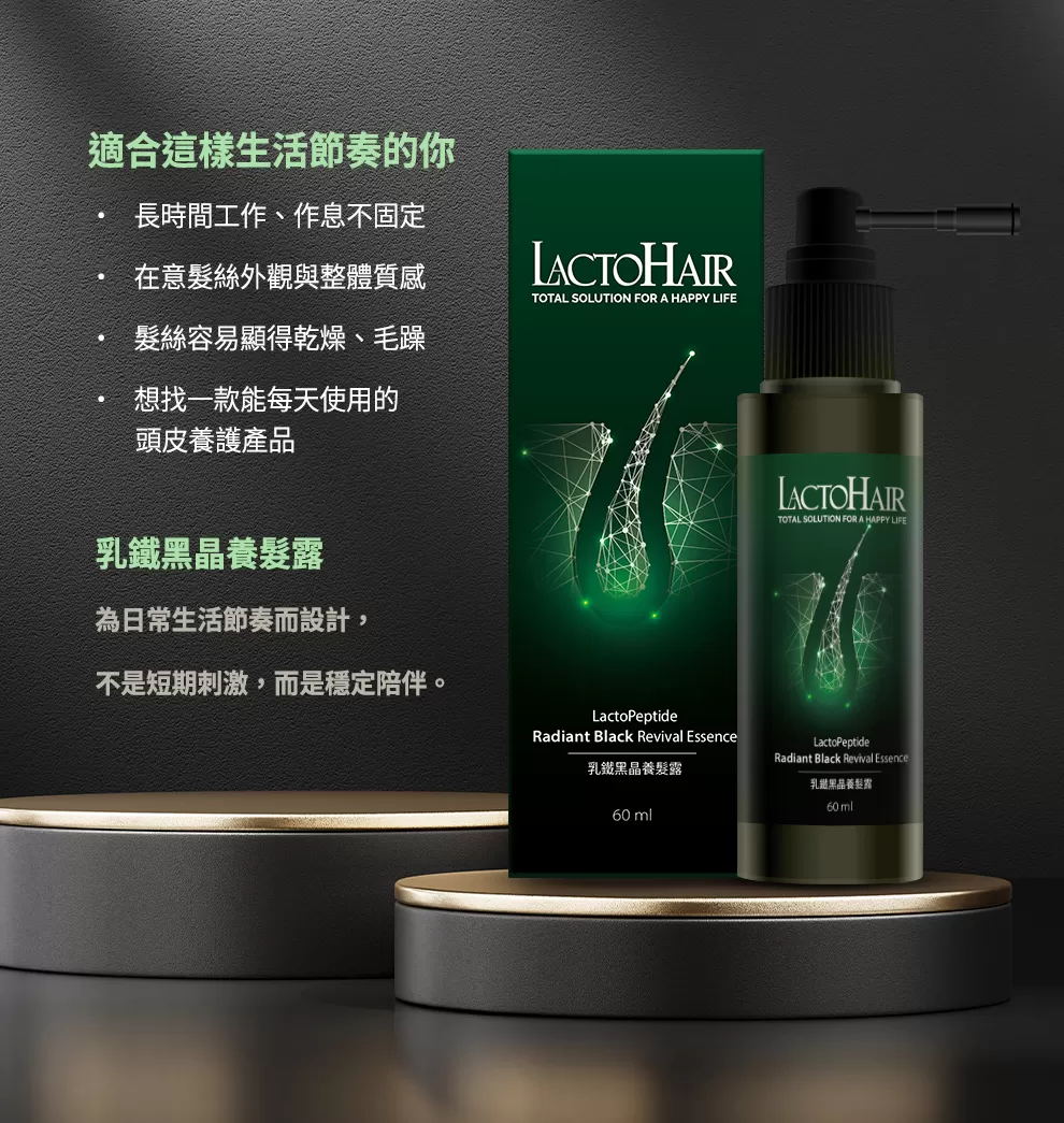 乳鐵黑晶養髮露,專利胜肽。乳鐵蛋白,PLH0030,乳鐵黑晶養髮露,全方面養髮計畫,HR0312LT