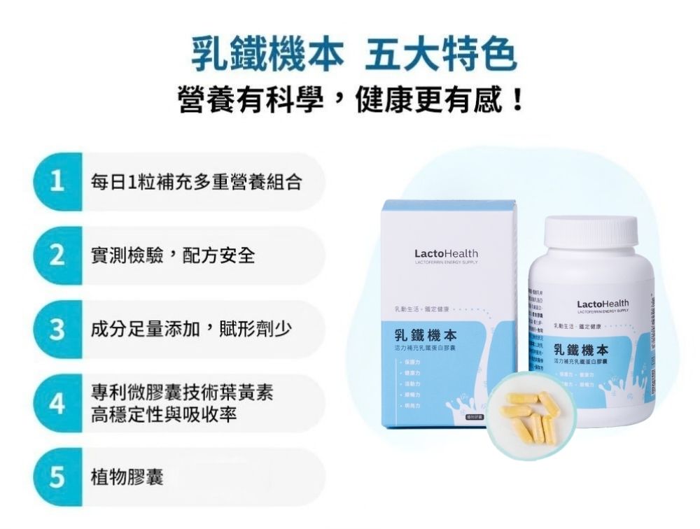 乳鐵機本60粒-乳鐵蛋白綜合保健,寶晶醫療,初乳蛋白,乳鐵蛋白大人,乳鐵蛋白食物,傷口癒合