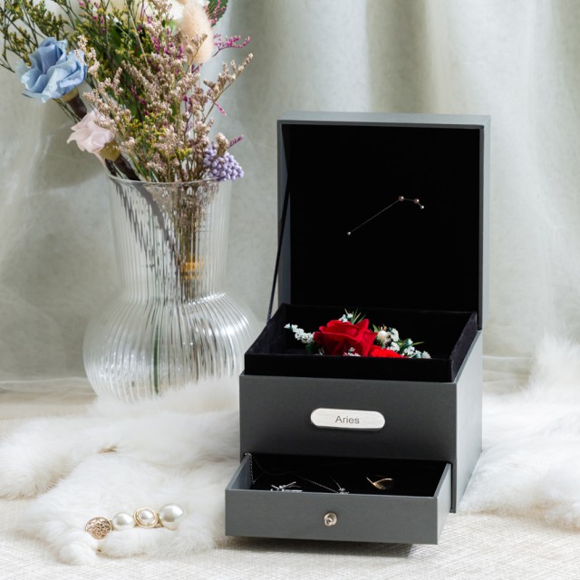 【Flower Plus】  Aries 白羊座 雙層永生花星座禮盒
