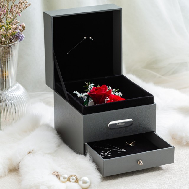 【Flower Plus】  Aries 白羊座 雙層永生花星座禮盒