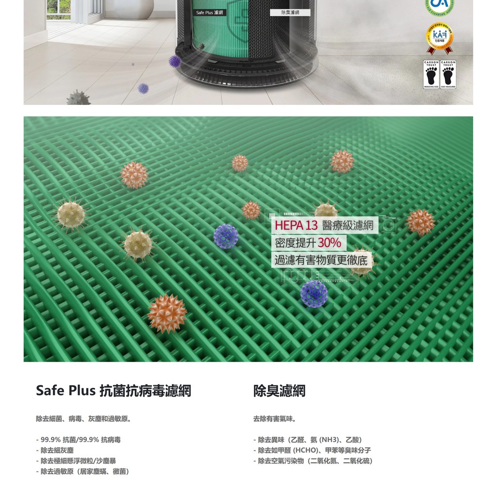 【LG 樂金】30坪 韓製PuriCare 360° 三合一高效率濾網 空氣清淨機 白色 AS101DWH0