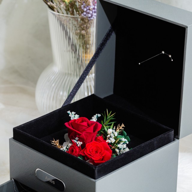 【Flower Plus】  Aries 白羊座 雙層永生花星座禮盒