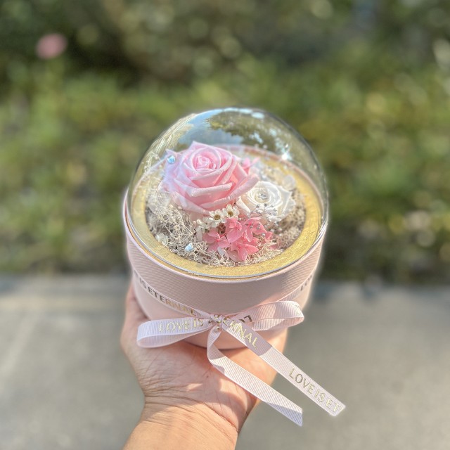 【Flower Plus】 櫻花粉 | 樂透球永生花盒