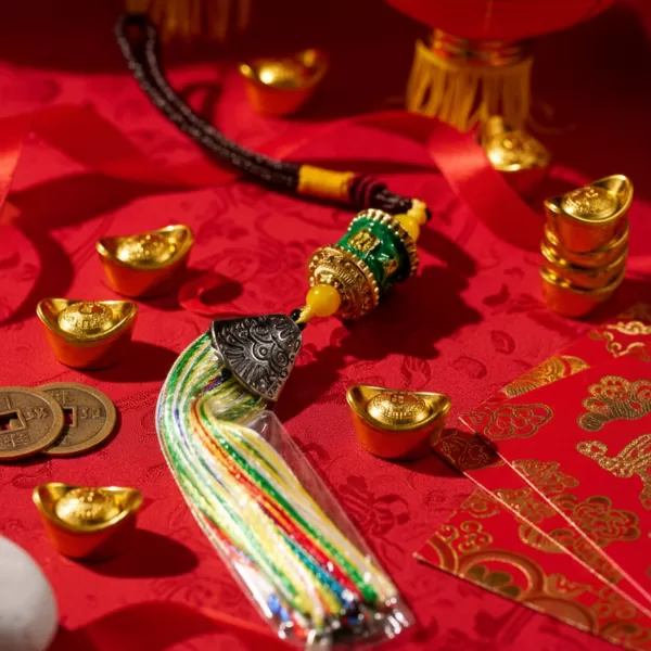 六字箴言轉金輪流蘇吊飾(顏色隨機)｜轉運護身・吉祥隨行