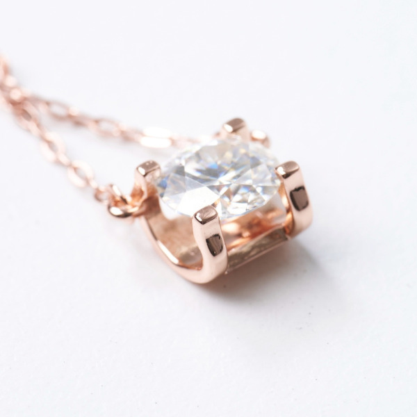 一克拉莫桑鑽玫瑰金項鍊