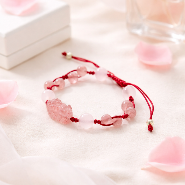草莓晶貔貅手繩