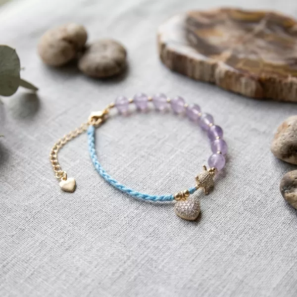 紫玉愛心藍手繩