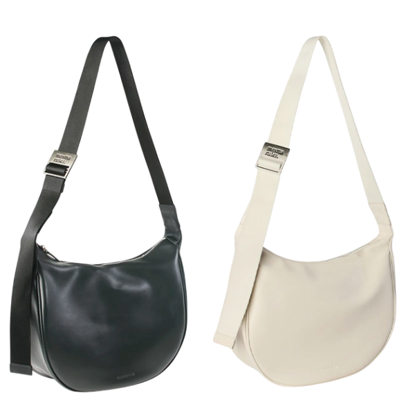 皮革半月大包(黑/白)