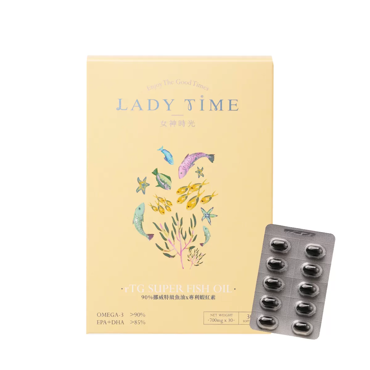 LADY TIME 90%挪威特級魚油×專蝦紅素