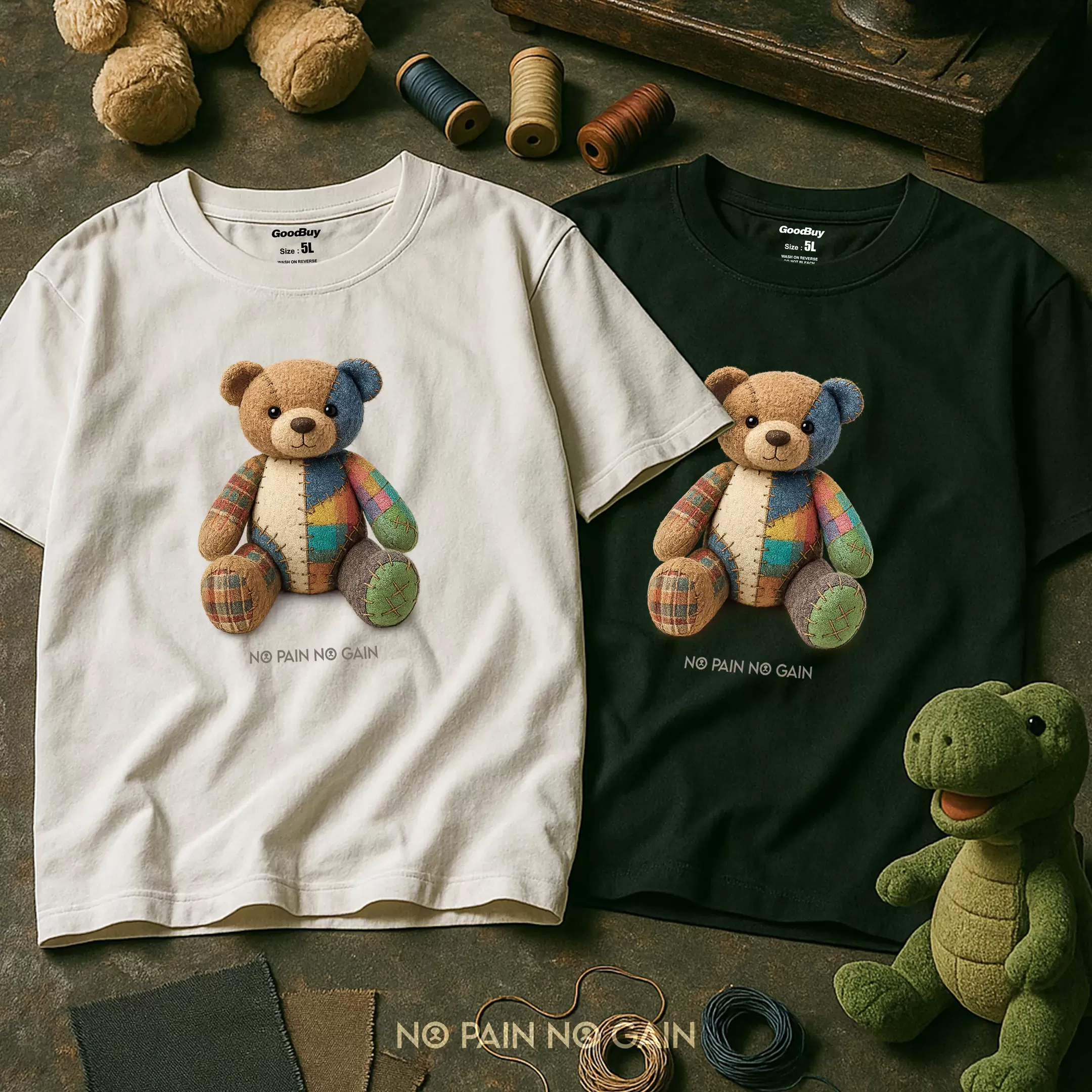 What's Shop｜拼貼泰迪熊 短Tee
