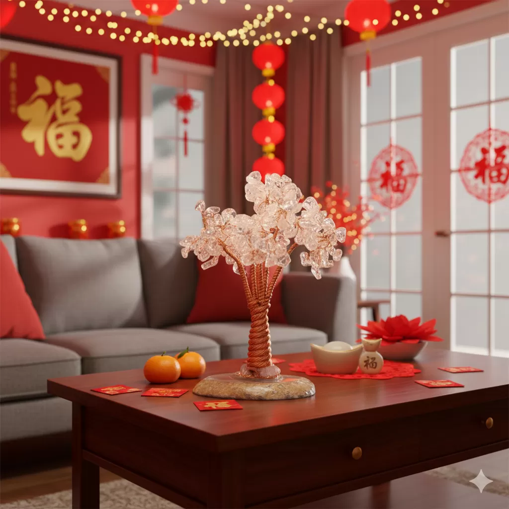 黑圓底古松樹(白水晶)｜淨化穩場・聚氣守成,能量水晶,水晶,天然水晶能量,事業運水晶,風水擺飾