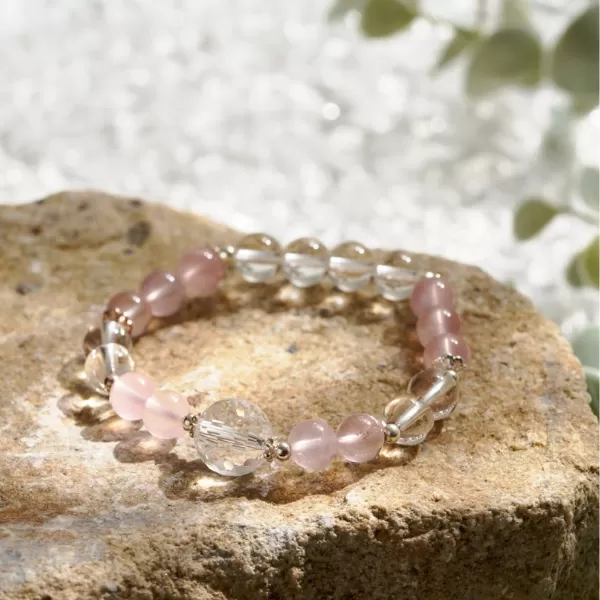 粉水晶白水晶手鍊｜愛情磁場・心靈平衡雙加分,水晶手鍊推薦,水晶手鍊,水晶串珠,水晶,李享家水晶
