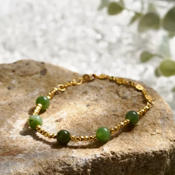 碧玉足銀手串｜平安守護・福運與正能量加持,水晶手鍊推薦,水晶手鍊,水晶串珠,水晶,平安守護