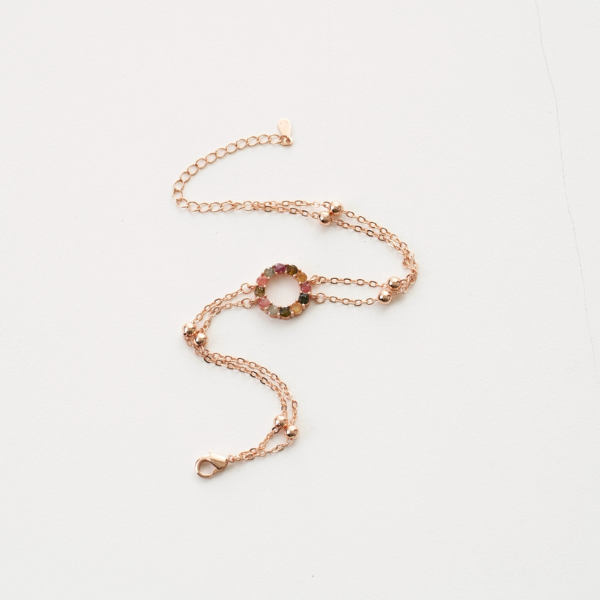 七彩雙鍊手鍊,精緻層次✧氣質加分,U60600007,七彩雙鍊手鍊,多色寶石,雙鍊層次感