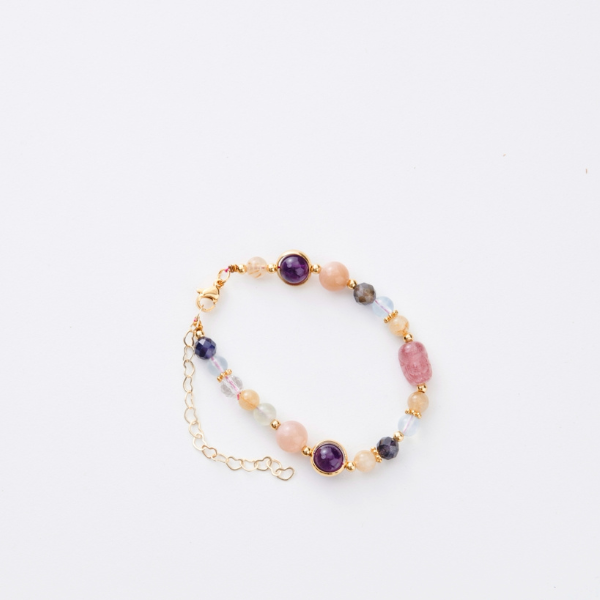 草莓晶貔貅手鍊,U60810004,草莓晶貔貅手鍊,多色礦石,好運能量,所有商品