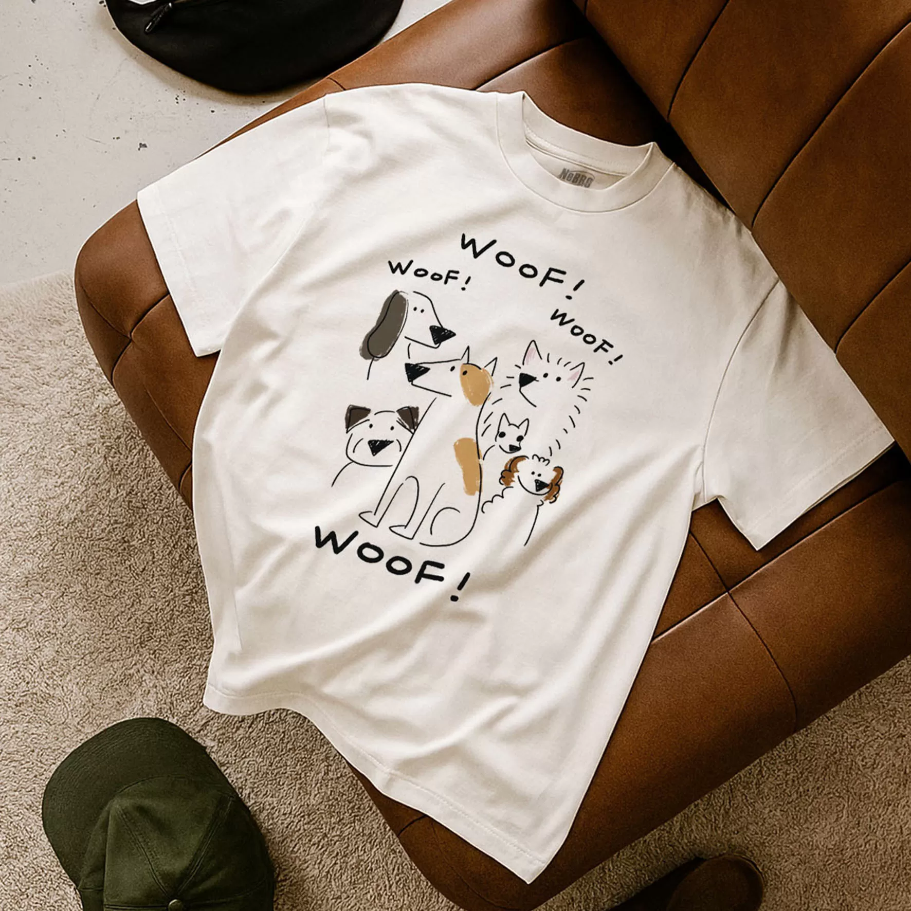 NeBro｜線條狗狗汪汪叫 短T,純棉,短袖,短TEE,上衣,時尚