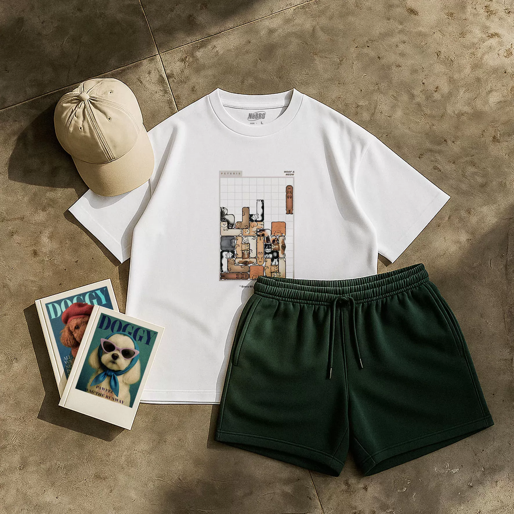 NeBro｜汪喵俄羅斯方塊 短T,短袖,短TEE,時尚,上衣,純棉