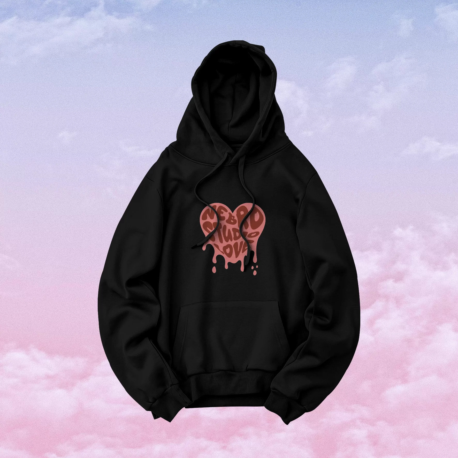 NeBro｜童玩字體愛心 落肩帽T,純棉,帽T,上衣,100%精梳純棉,U53080001