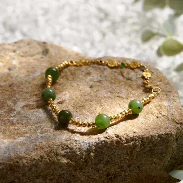 碧玉足銀手串｜平安守護・福運與正能量加持,水晶手鍊推薦,水晶手鍊,水晶串珠,水晶,平安守護