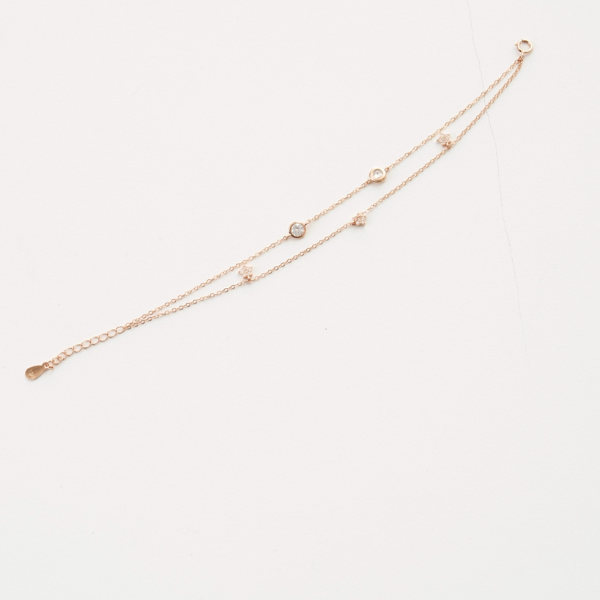 玫瑰金星双手鍊,星光點綴✧精緻氣質,U60660002,玫瑰金星双手鍊,精緻晶鑽裝飾,雙層鍊條設計