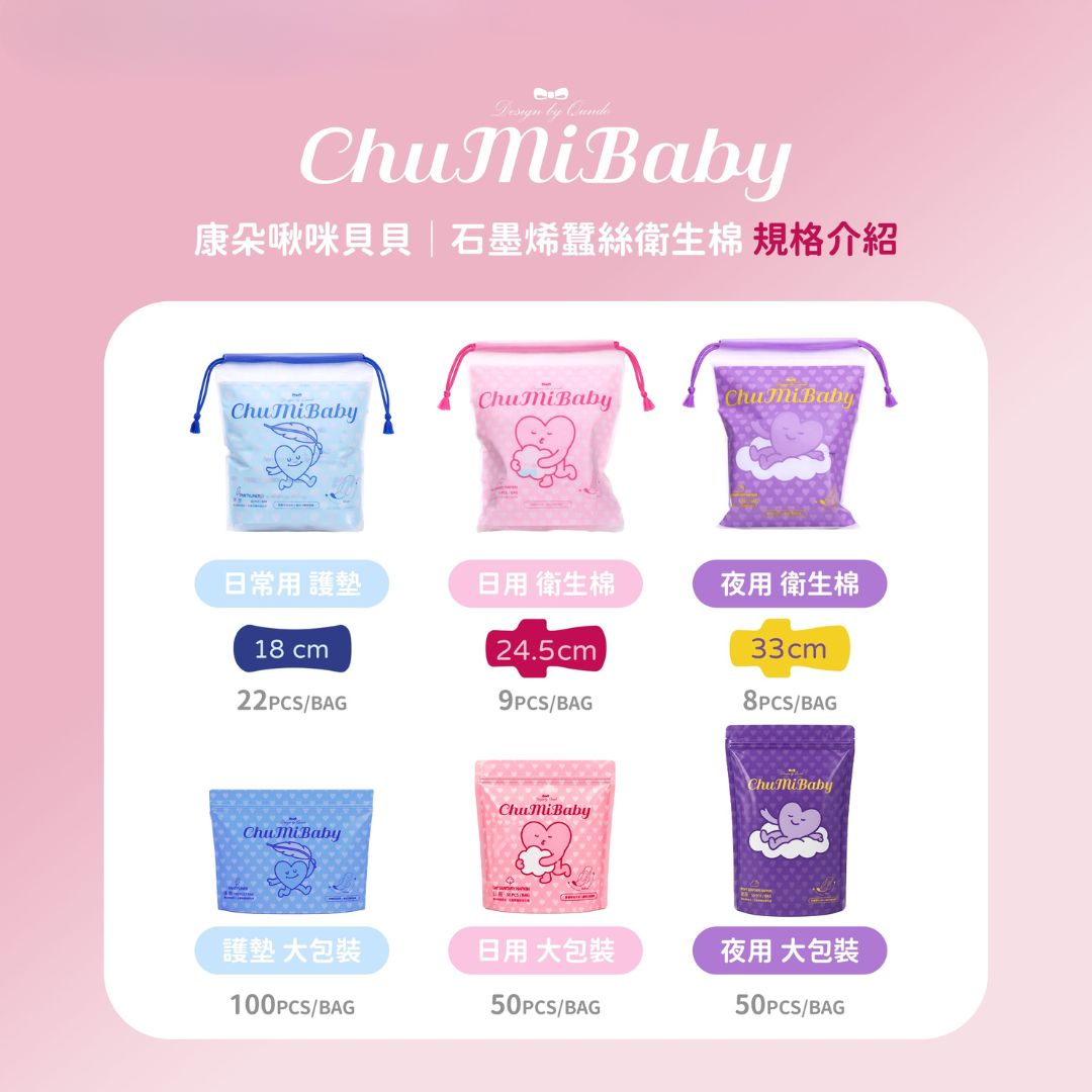 CHUMIBABY啾咪貝貝衛生棉－日用(粉)X10包｜專為台灣女性設計,吸濕散熱‧抑菌異味管理,C61240001,CHUMIBABY啾咪貝貝衛生棉－日用(粉)X10包｜專為台灣女性設計,石墨烯,超強鎖水力