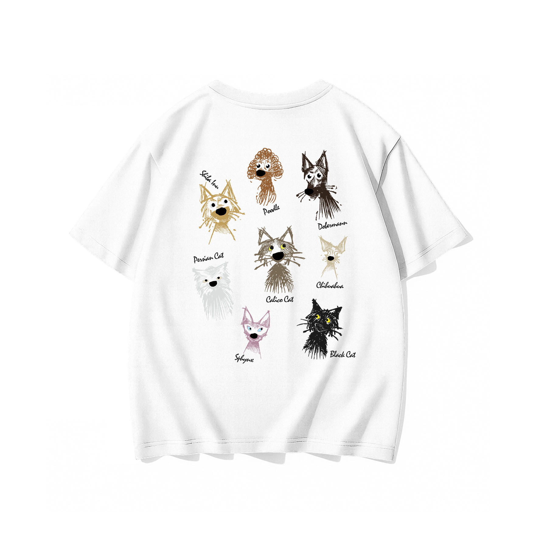 NeBro｜草寫汪喵圖鑑 短T,短TEE,短袖,純棉,上衣,時尚