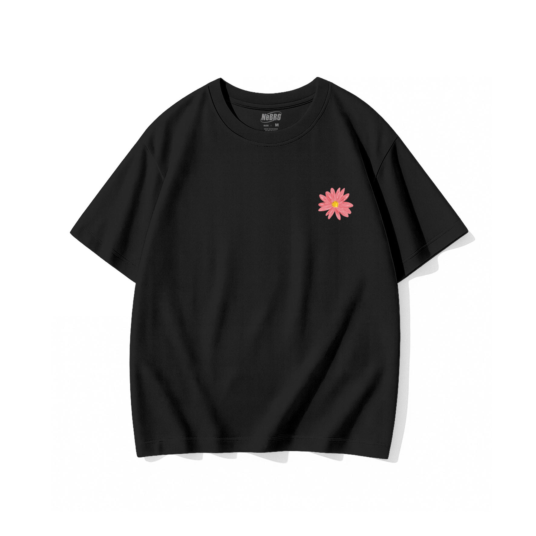 NeBro｜微笑粉紅花花 短T,上衣,純棉,時尚,短袖,短TEE