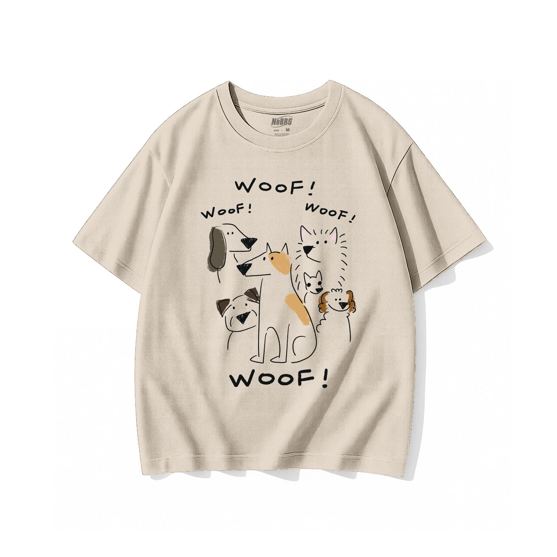 NeBro｜線條狗狗汪汪叫 短T,純棉,短袖,短TEE,上衣,時尚