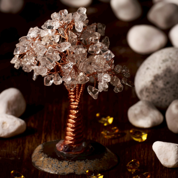 黑圓底古松樹(白水晶)｜淨化穩場・聚氣守成,能量水晶,水晶,天然水晶能量,事業運水晶,風水擺飾