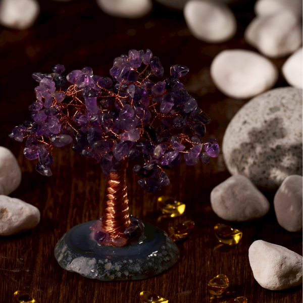 黑圓底古松樹(紫水晶)｜根深穩運・智慧長青,紫水晶擺飾,開運飾品,開運擺飾,開運小物,職場開運