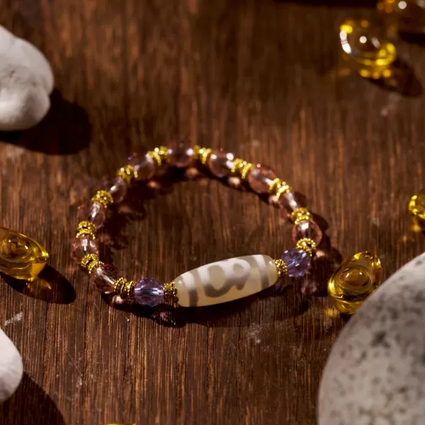 白毫財神珠手鍊,智慧水晶,水晶手鍊,白毫天珠,能量水晶手鍊,開運送禮