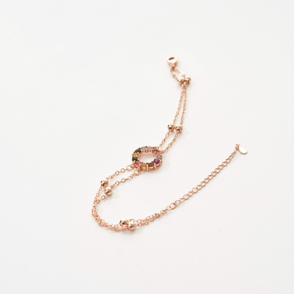 七彩雙鍊手鍊,精緻層次✧氣質加分,U60600007,七彩雙鍊手鍊,多色寶石,雙鍊層次感