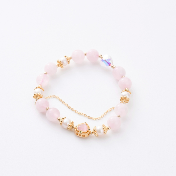 粉晶珍珠愛心手鍊｜溫柔療癒・喚醒愛與吸引力,招桃花飾品,戀愛運提升,開運手鍊,浪漫飾品,粉晶手鍊