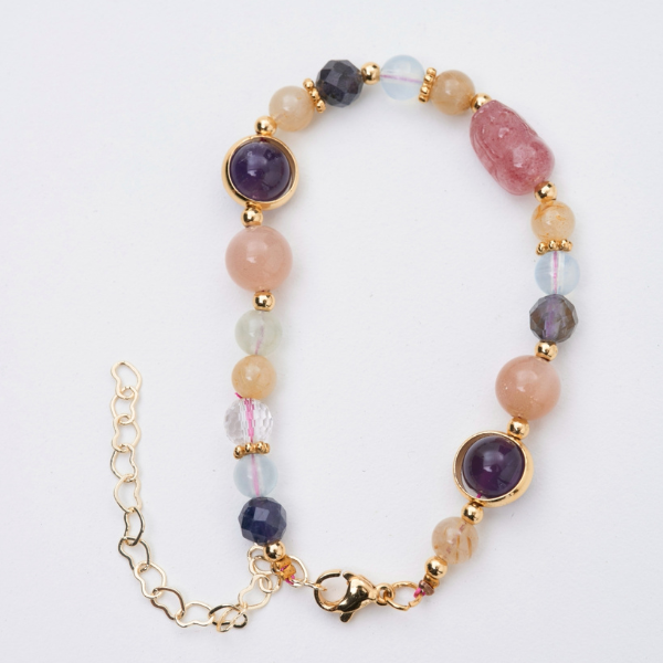 草莓晶貔貅手鍊,U60810004,草莓晶貔貅手鍊,多色礦石,好運能量,所有商品