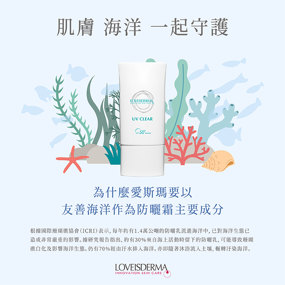 可麗清爽友善海洋防曬乳 SPF50+ ★★★★(清爽透色),潮玩,白袍聯盟,高敏敏,敏感肌防曬,防曬推薦