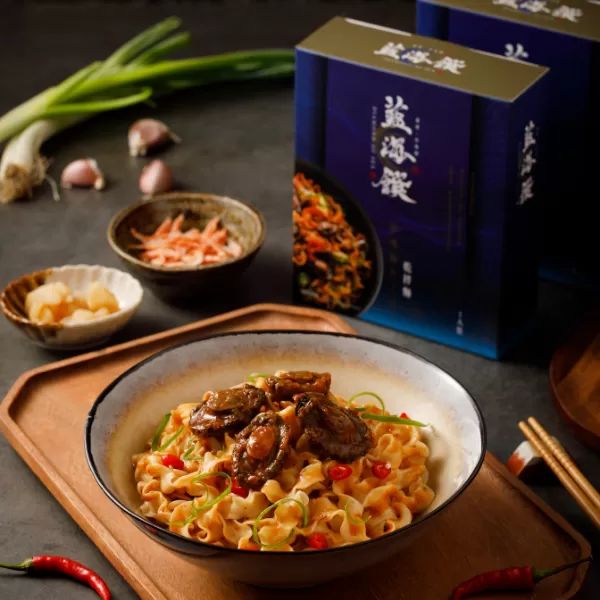 珍珠鮑干貝乾拌麵,乾拌麵,Q彈,藍海饌,珍珠鮑干貝乾拌麵,Q彈麵體．職人工法