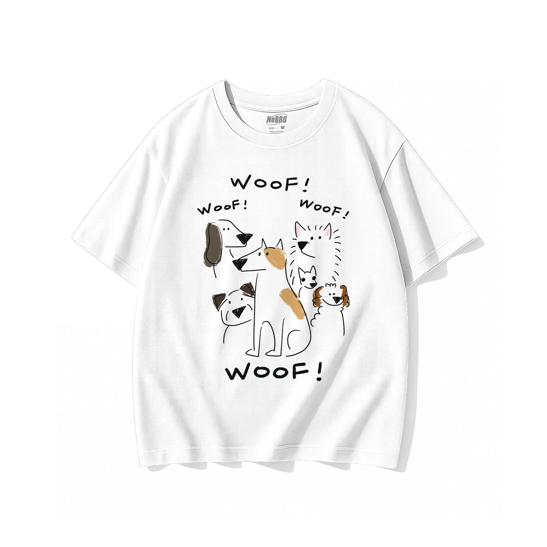 NeBro｜線條狗狗汪汪叫 短T,純棉,短袖,短TEE,上衣,時尚