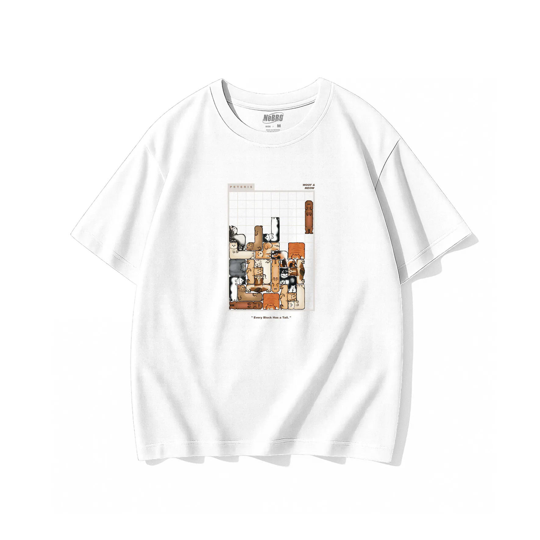 NeBro｜汪喵俄羅斯方塊 短T,短袖,短TEE,時尚,上衣,純棉