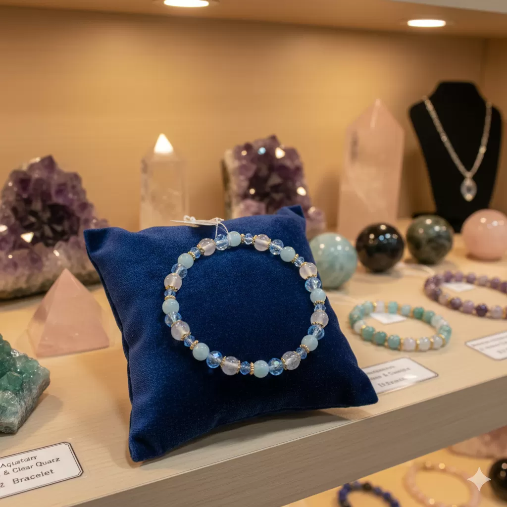 五行水晶手鍊(水)｜活絡財流・溝通順暢・機會不斷,五行招財,水晶手鍊推薦,智慧象徵,氣場平衡,成長能量水晶