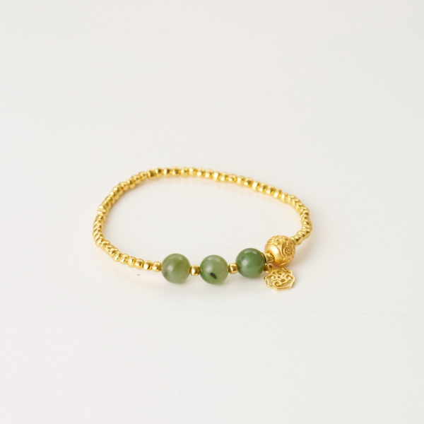 和田碧玉蓮花珠純銀手串｜天然碧玉・蓮花守護手串,成長能量水晶,水晶手鍊推薦,水晶手鍊,水晶串珠,水晶